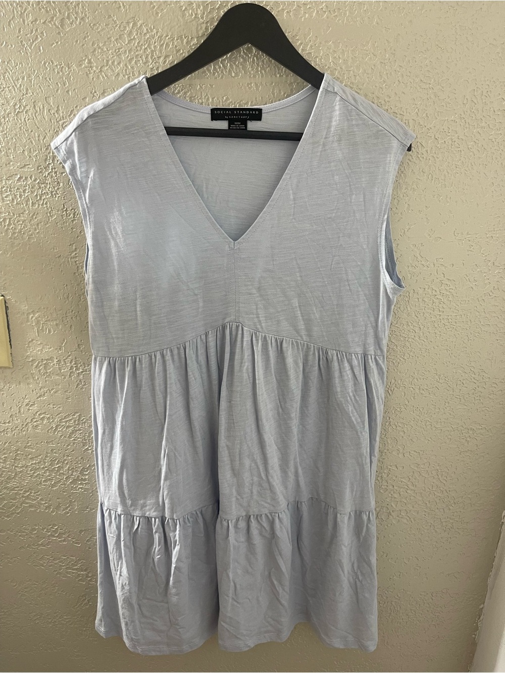 Social Standards Women’s Casual Light Blue V-Neck Midi Dress Medium
